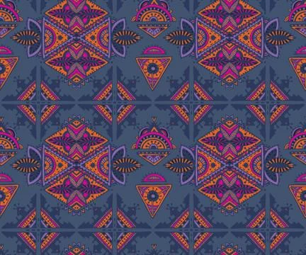Vector hand drawn seamless pattern with tribal abstract elements Stock Illustration