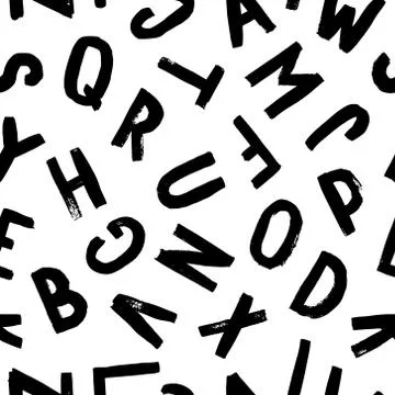 Vector hand-drawn seamless pattern with alphabet. Calligraphy font. Stock Illustration