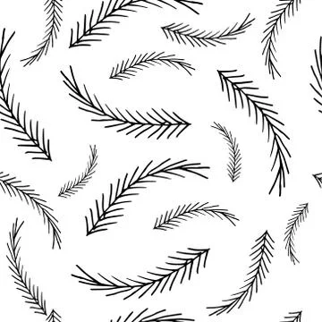 Vector hand drawn seamless pattern elegant minimalist branch christmas Stock Illustration