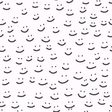 Vector hand drawn seamless pattern cute design. Black smile shapes Stock Illustration