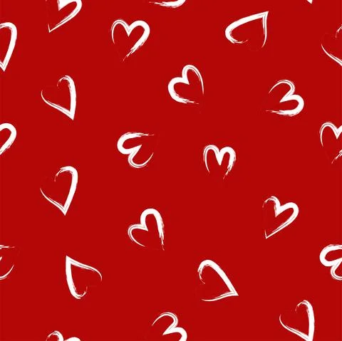 Vector. Hand drawn seamless pattern of hearts. Valentine's Day. Stock Illustration
