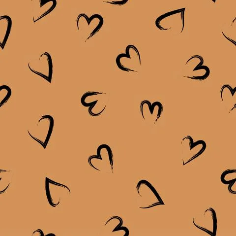 Vector. Hand drawn seamless pattern of hearts. Valentine's Day. Stock Illustration