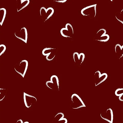Vector. Hand drawn seamless pattern of hearts. Valentine's Day. 스톡 일러스트