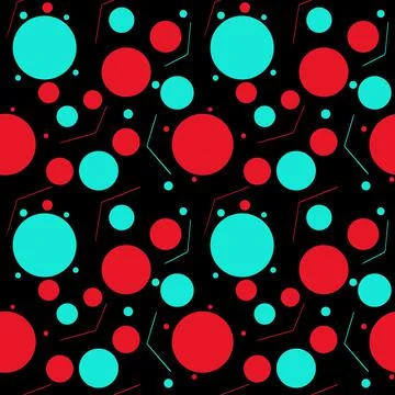 Vector hand drawn seamless pattern with circles of different sizes in red and Stock Illustration