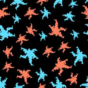 Vector hand drawn seamless pattern with star blots in red and blue color on Illustrazione stock
