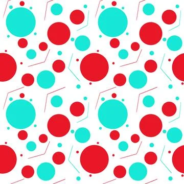 Vector hand drawn seamless pattern with circles of different sizes in red and Stock Illustration
