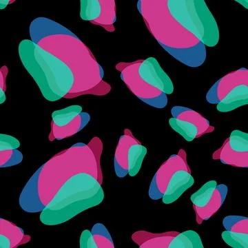 Vector hand drawn seamless pattern with spots of different sizes in green, blue Stock Illustration