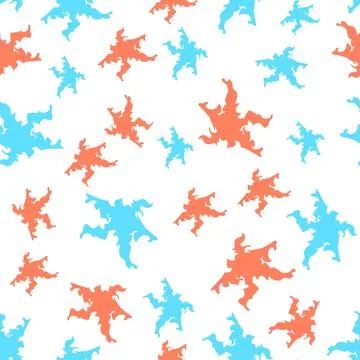 Vector hand drawn seamless pattern with blots in the form of stars in red and Illustrazione stock