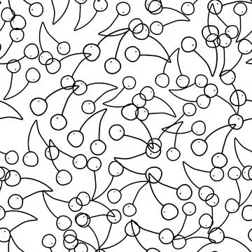 Vector hand drawn seamless pattern cherry on white background Stock Illustration