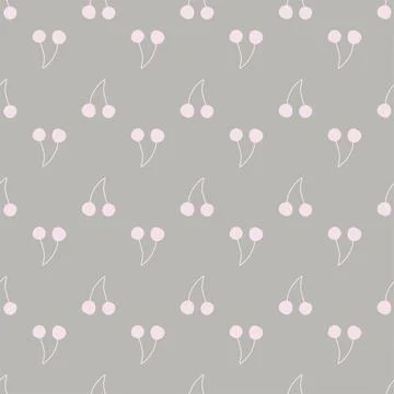 Vector hand drawn seamless pattern cherry on white background Stock Illustration
