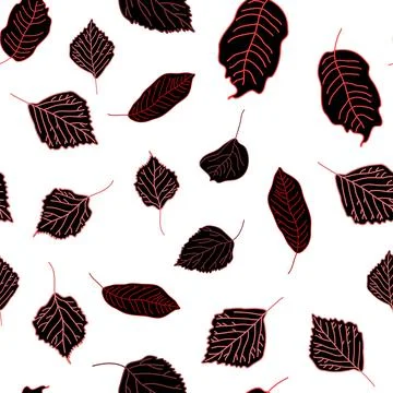 Vector hand drawn seamless pattern of fall leaves of birch, oak, maple, ash 스톡 일러스트