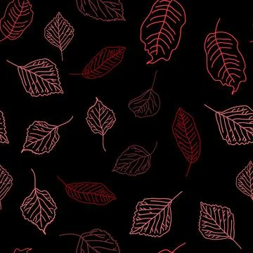 Vector hand drawn seamless pattern of fall leaves of birch, oak, maple, ash Stock Illustration