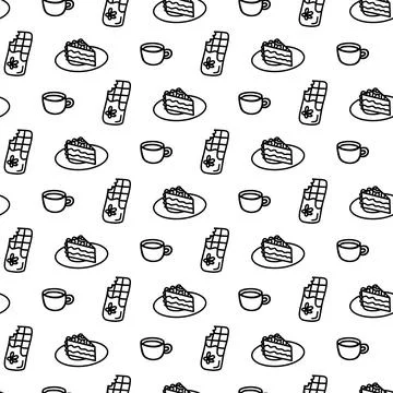 Vector hand drawn seamless pattern with different kitchen icons isolated on Stock Illustration