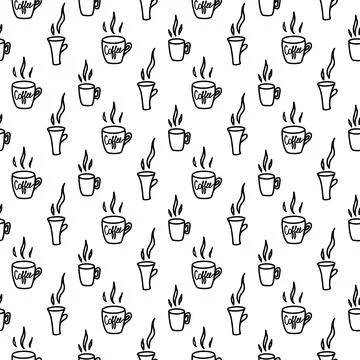 Vector hand drawn seamless pattern with different kitchen icons isolated on Stock Illustration