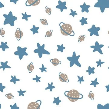 Vector hand drawn seamless repeating color simple flat pattern with different Stock Illustration