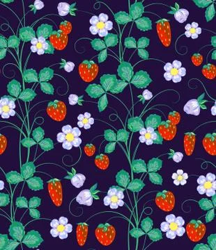 Vector hand drawn seamless strawberry pattern 스톡 일러스트