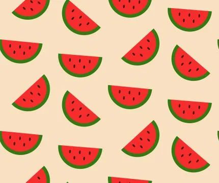 Vector hand drawn seamless watermelon pattern Stock Illustration