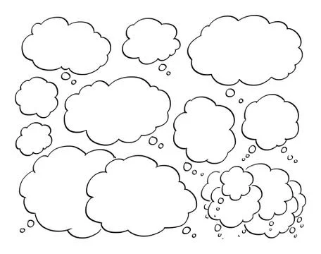 Vector Hand Drawn Set of Empty Comic Speech, Text or Dialogue Balloons or 스톡 일러스트