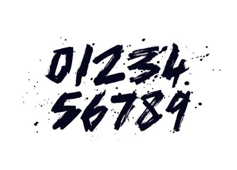 Vector Hand Drawn Set of Numbers. Digits Illustrazione stock
