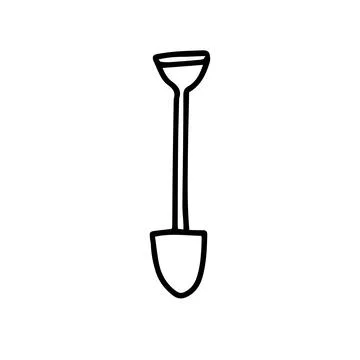 Vector hand drawn Shovel outline doodle icon. Shovel sketch illustration for  Stock Illustration