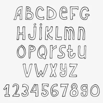 Vector hand drawn silhouette  alphabet isolated on white background, doodle. Stock-Illustration