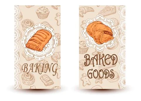 Vector hand drawn sketch bread posters set. Eco foods.Sketch illustration.D.. Illustrazione stock