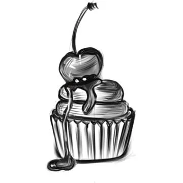 Vector hand drawn sketch cherry pie Stock Illustration