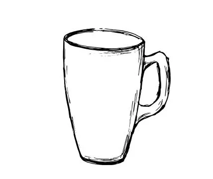 Vector hand drawn sketch coffee mug. Illustration for design, print or Illustrazione stock