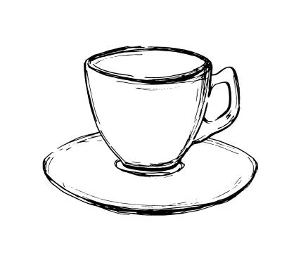 Vector hand drawn sketch coffee cup. Illustration for design, print or Stock Illustration