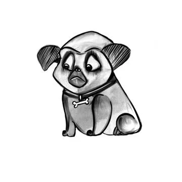Vector hand drawn sketch of a dog that sits and is sad Illustrazione stock