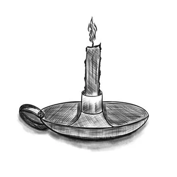 Vector hand drawn sketch of an extinguished candle by gray lines Stock Illustration