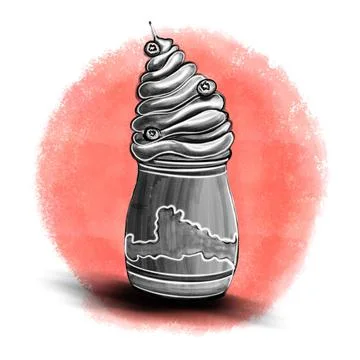 Vector hand drawn sketch of ice cream in cup Stock Illustration