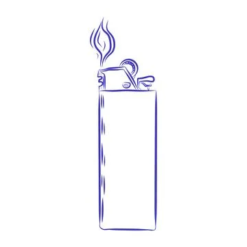 Vector hand drawn sketch of a lighter with blue lines Иллюстрация