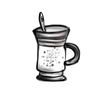 Vector hand drawn sketch of a mug with a spoon Stock Illustration