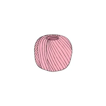 Vector hand drawn sketch pink knitting thread Stock Illustration