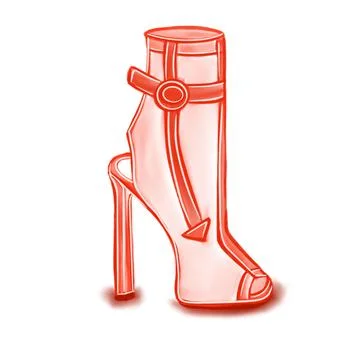 Vector hand drawn sketch of red women's shoe ,fashion illustration Stock Illustration