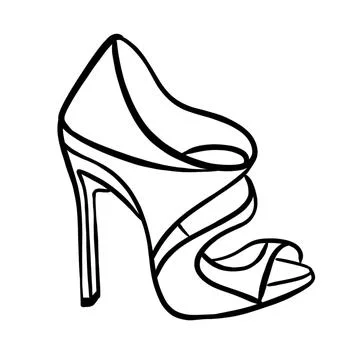 Vector hand drawn sketch of a woman's fashionable shoe, fashion illustration Stock Illustration