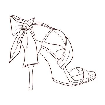 Vector hand drawn sketch of woman's fashionable shoe, fashion line-art Stock Illustration