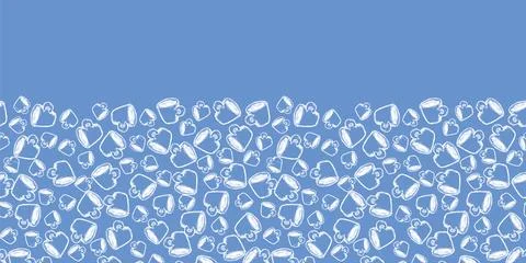 Vector hand drawn sketched coffee cups scattered horizontal pattern. Suitable Stock Illustration