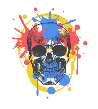 Vector hand drawn skull. Element for your design. Illustrazione stock