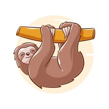 Vector hand drawn sloth cartoon character Stock Illustration