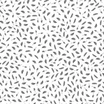 Vector hand-drawn small ornamental leaves seamless pattern. Minimalistic flor Stock Illustration