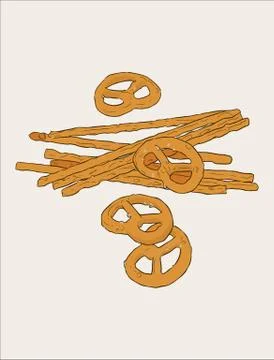 Vector hand drawn snack , pretzel  Illustration. Vintage style sketch Stock Illustration