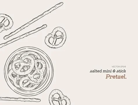 Vector hand drawn snack , pretzel  Illustration. Vintage style sketch Stock Illustration