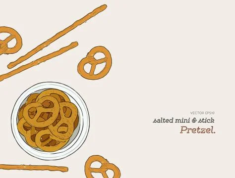 Vector hand drawn snack , pretzel  Illustration. Vintage style sketch Stock Illustration