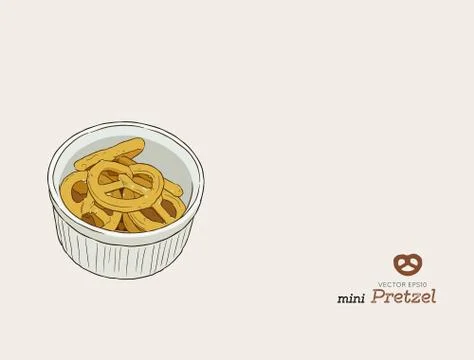 Vector hand drawn snack , pretzel  Illustration. Vintage style sketch Stock Illustration