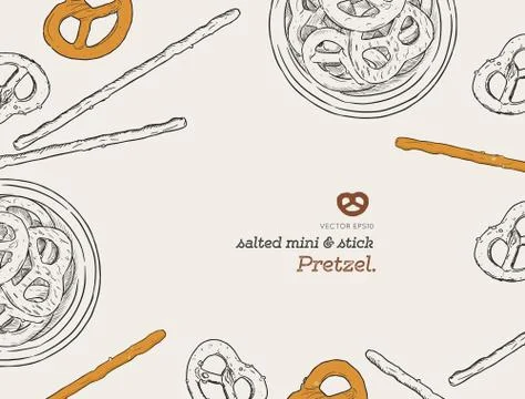 Vector hand drawn snack , pretzel  Illustration. Vintage style sketch Stock Illustration