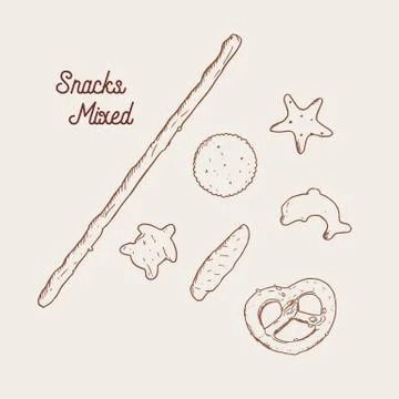 Vector hand drawn snack , pretzel  Illustration. Vintage style sketch Stock Illustration