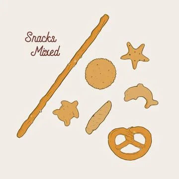 Vector hand drawn snack , pretzel  Illustration. Vintage style sketch Stock Illustration