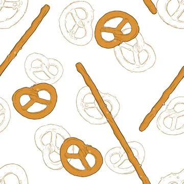Vector hand drawn snack , pretzel  Illustration. Vintage style sketch Stock Illustration